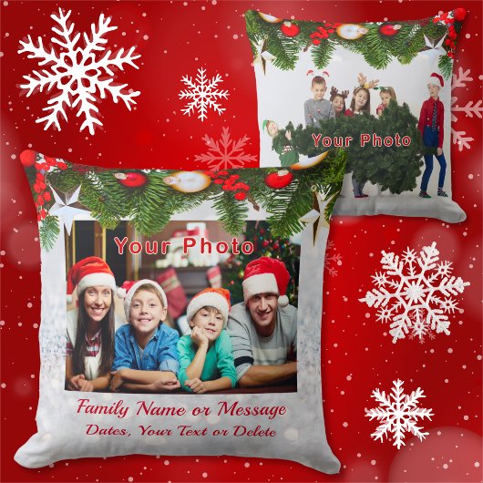 1、2枚の写真、パーソナライズされたクリスマスフォト枕 クッション