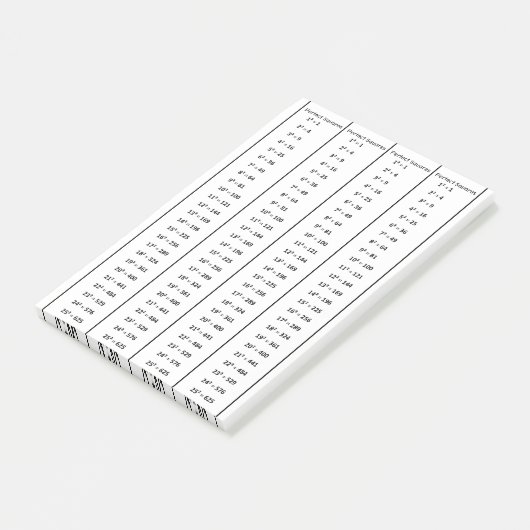 1 ～ 25の数式の完全な正方形のグラフ番号 ポストイット (アングル)