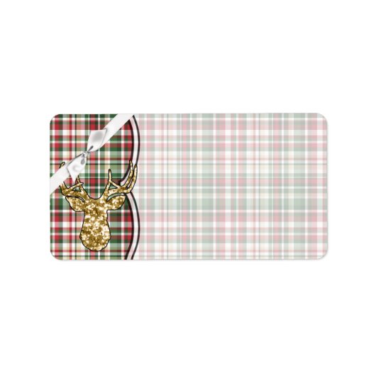 1.25インチx2.75インチメーリングアドレス金ゴールドグリッタートナカイ ラベル (正面)