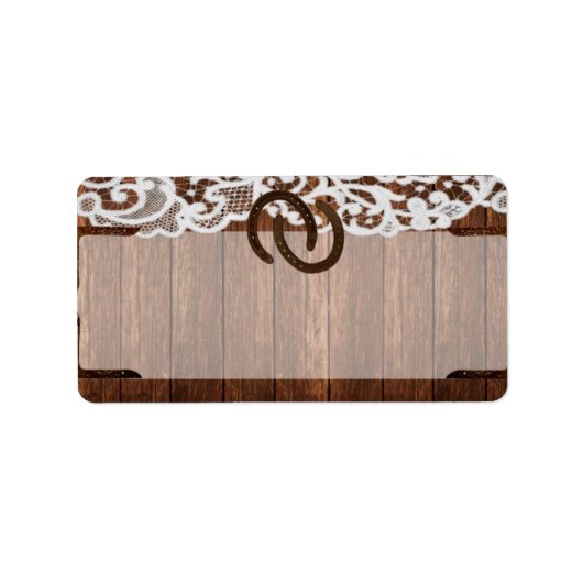 1.25インチx2.75インチ郵送先住所ホース靴バーンドウッド ラベル (正面)