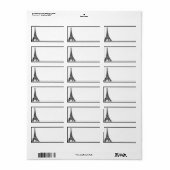 1.25インチx 2.75インチメーリングアドレスブラックエッフェルタワー ラベル (フルシート)