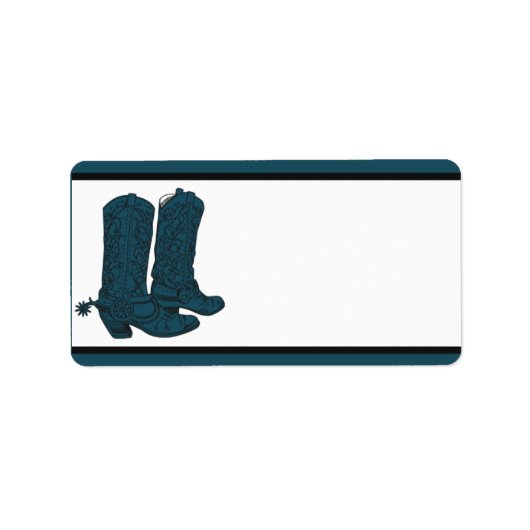 1.25インチx 2.75インチメーリングアドレスWestern Blue Cowboys ラベル (正面)