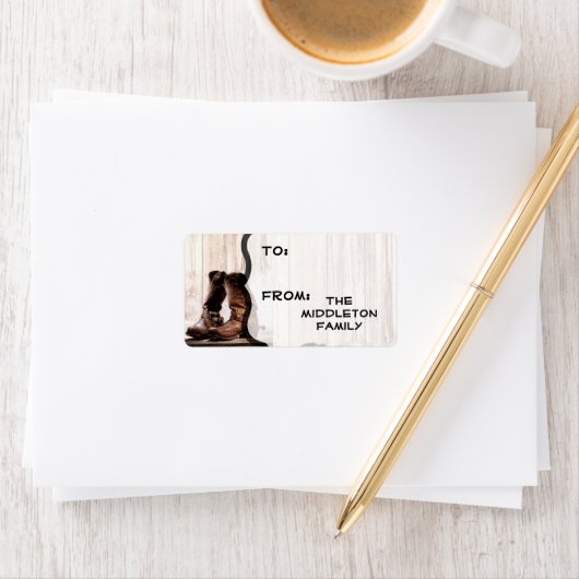 1.25"x2.75インチのクリスマスブーツ田舎の田舎西部 ラベル (インサイチュ)