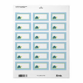 1.25"x2.75インチメイリングアドレス青いウミガメ ラベル (フルシート)