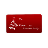 1.25"x2.75インチ赤い白いクリスマスツリースティックのギフトラベル ラベル (正面)