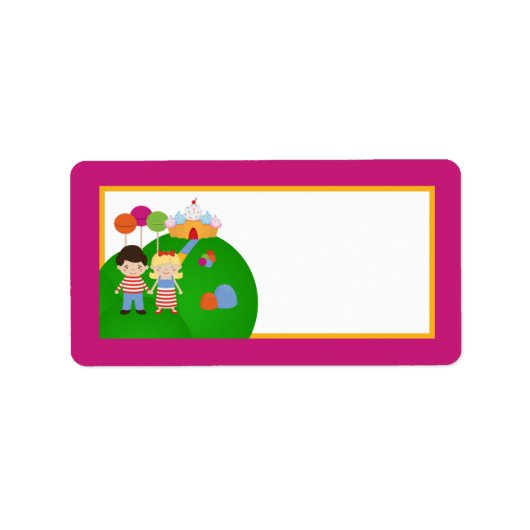 1.25"x2.75インチ郵送先住所キャンディランドアイスクリーム ラベル (正面)