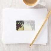 1.25"x2.75インチ郵送先住所ビーチサンセットパームツリー ラベル (インサイチュ)