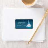 1.25"x2.75インチ青い白いクリスマスツリーの郵送ラベル ラベル (インサイチュ)