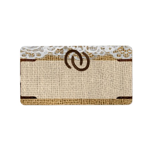 1.25"x2.75インチBurlapで馬靴を郵送 ラベル (正面)