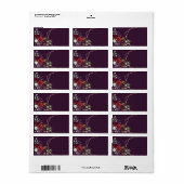 1.25"x2.75"郵送先住所プラムパープルバラ金ゴールド ラベル (フルシート)