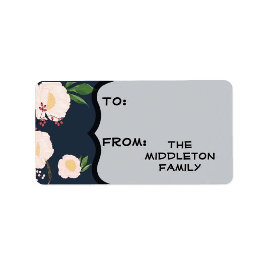 1.25 x 2.75インチクリスマス白色フローラ花（濃色） ラベル (正面)