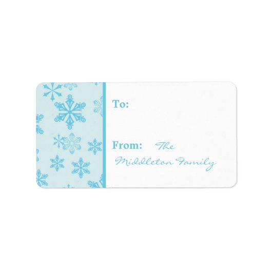 1.25 x 2.75インチブルーの雪片がギフトラベルに付着 ラベル (正面)