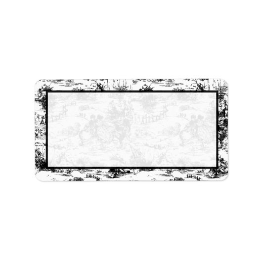 1.25 x 2.75インチメール宛先Black and White Toile ラベル (正面)