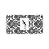 1.25 x 2.75インチHersheyのミニチュア白黒ダマスク ラベル (正面)