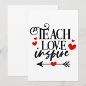 1/2 愛を教え、インスパイアする 幼稚園の先生 招待状 (正面/裏面)