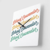 1/2-新学期ヴィンテージスクールカウンセラー スクエア壁時計 (傾斜)