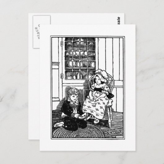 1、2、私の靴の韻をバックル子供部屋 ポストカード (正面/裏面)