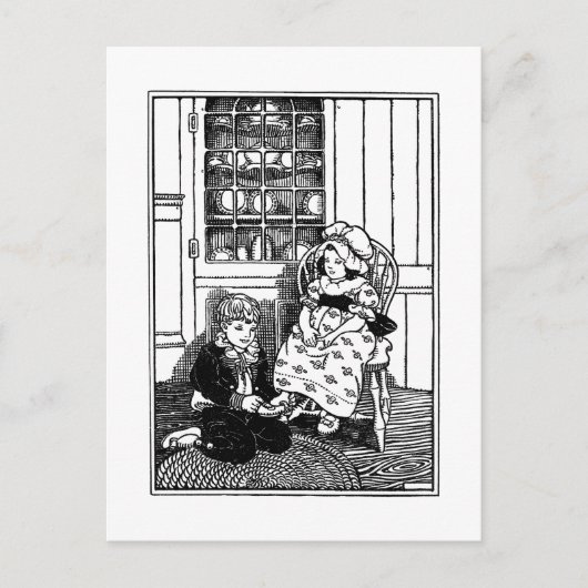 1、2、私の靴の韻をバックル子供部屋 ポストカード (正面)