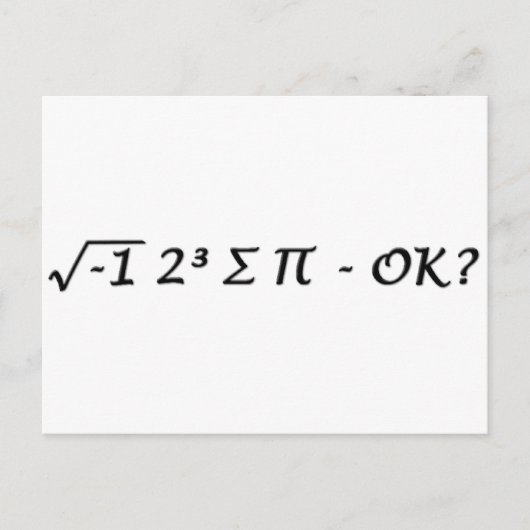 √-1 2° ∑ ∏ 食べ – パイOK? ポストカード (正面)
