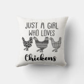 1/2、鶏を愛する女おもしろいの子 クッション (裏面)