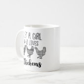 1/2、鶏を愛する女おもしろいの子 コーヒーマグカップ (正面左)
