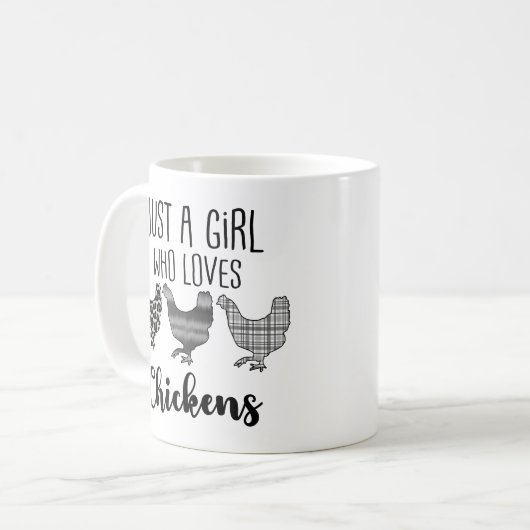 1/2、鶏を愛する女おもしろいの子 コーヒーマグカップ (正面左)