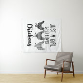 1/2、鶏を愛する女おもしろいの子 タペストリー (インサイチュ(横))