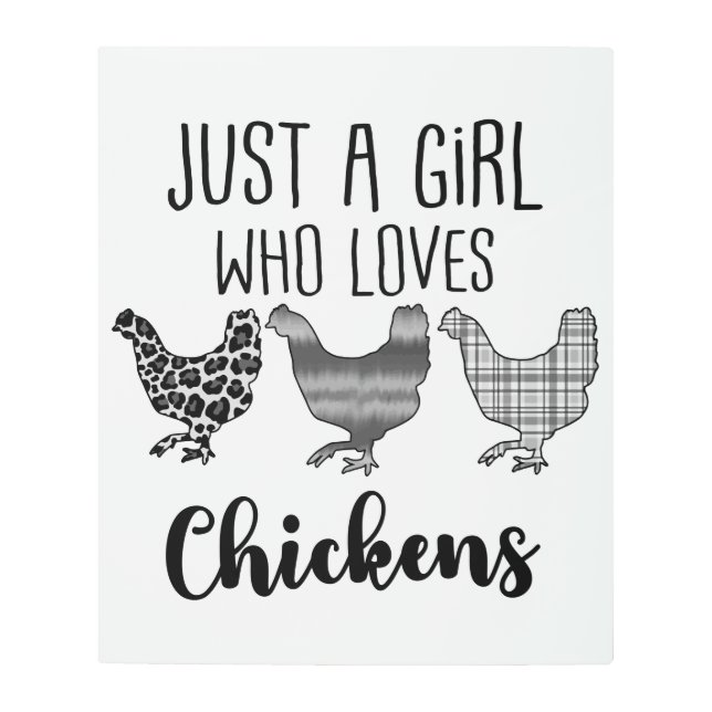 1/2、鶏を愛する女おもしろいの子 メタルプリント (正面)