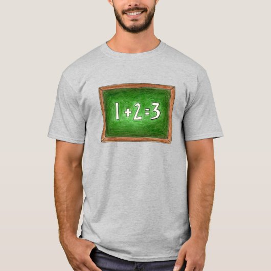 1+2=3グリーンスクールシャルボード数学先生ティー Tシャツ (正面)