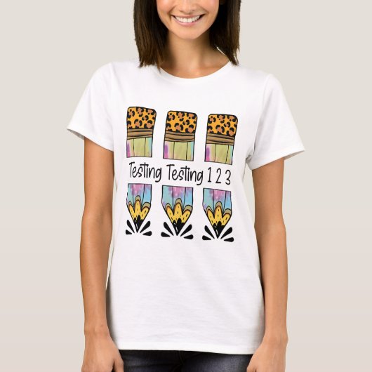 1 2 3テスト日シャツテスト日先生試験テスト Tシャツ (正面)