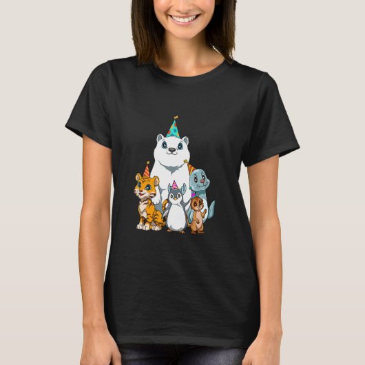 1 2 3誕生日動物子供の誕生日パーティー Tシャツ (正面)