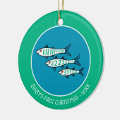 1、2、3魚（小さな魚と珊瑚） セラミックオーナメント (左)