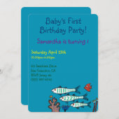 1、2、3魚（小さな魚と珊瑚） 招待状 (正面/裏面)