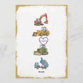 1,2,3,4建設遊び、4歳の誕生日 招待状 (裏面)