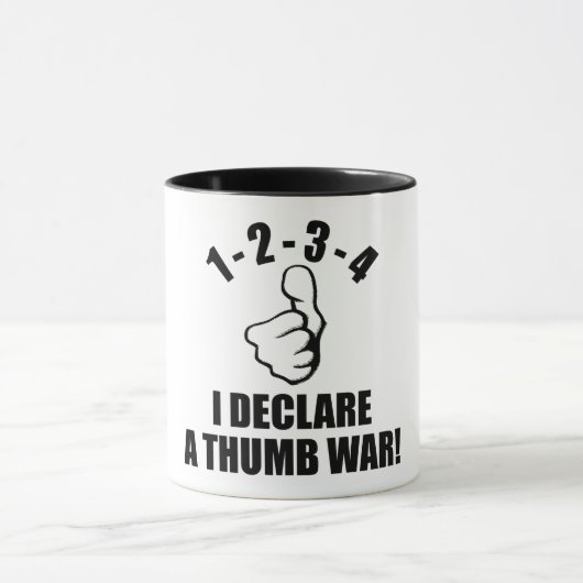 1-2-3-4私は親指戦争B-Wを宣言します マグカップ (中央)