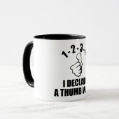 1-2-3-4私は親指戦争B-Wを宣言します マグカップ (正面左)