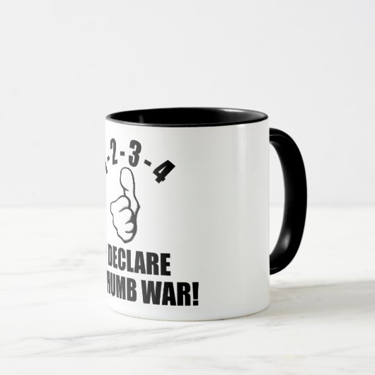1-2-3-4私は親指戦争B-Wを宣言します マグカップ (正面右)