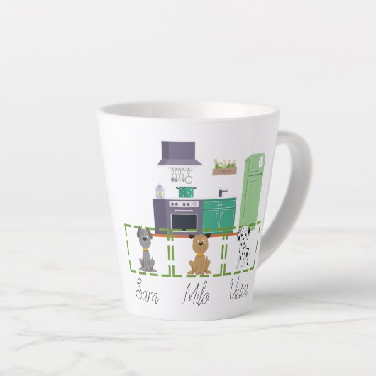 1~3匹の犬の写真と名前で個人設定  カフェラテマグ (右アングル)