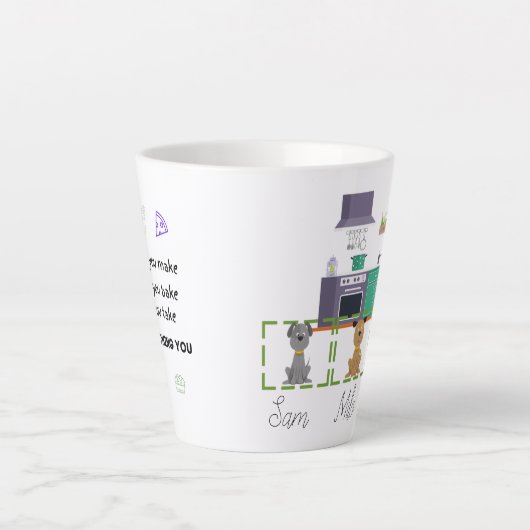 1~3匹の犬の写真と名前で個人設定  カフェラテマグ (正面)