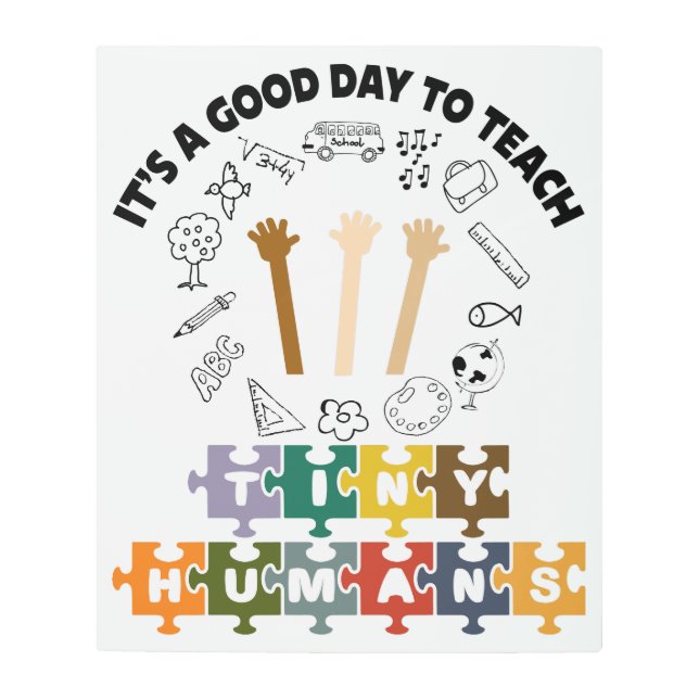 1/4、小さな人間に良い日だ教えよ、先生 メタルプリント (正面)