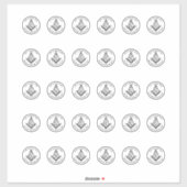 1.5インチ メイソン スクエア アンド コンパス ステッカー 30枚セット シール (シート)