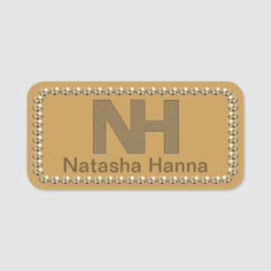 1.5インチNatasha Hanna金ゴールド名きらきら光るタグ 名札
