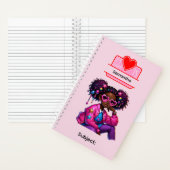 1 African American Girl Writing Supplies Students  ノートブック (内側)
