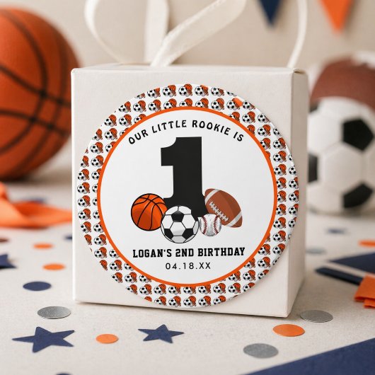 1 Ball スポーツ テーマ 男の子用 1歳の誕生日 ラウンドシール