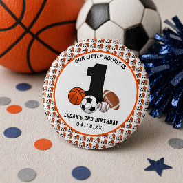 1 Ball スポーツ テーマ 男の子用 1歳の誕生日 缶バッジ