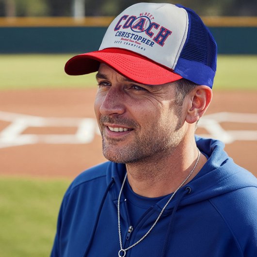 #1 Best Baseball Coach Fun Custom Name Team & Year キャップ