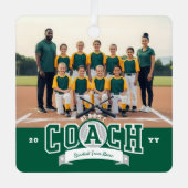 #1 Best Coach Baseball Team Photo Appreciation メタルオーナメント (正面)