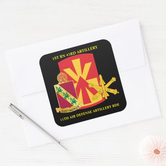 1 BN43位航空防衛砲兵11位防空 スクエアシール (封筒)