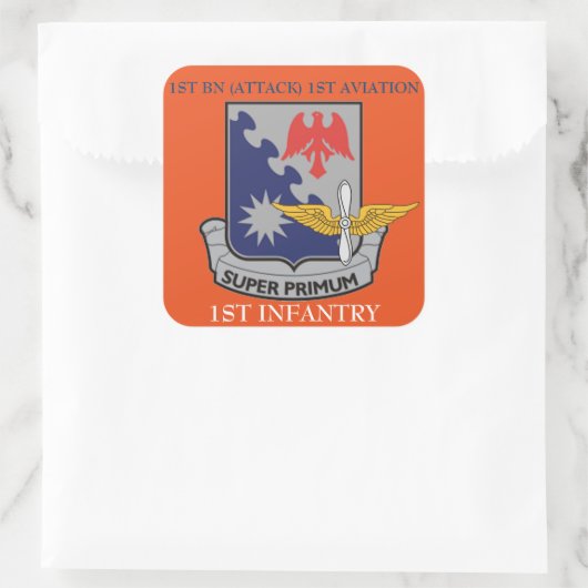 1 BN (攻撃)第1航空第1歩兵歩兵ステッカー スクエアシール (バッグ)