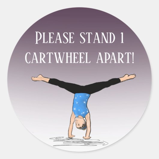 1 cartwheel離れた体操ジム社会的距離 ラウンドシール (正面)